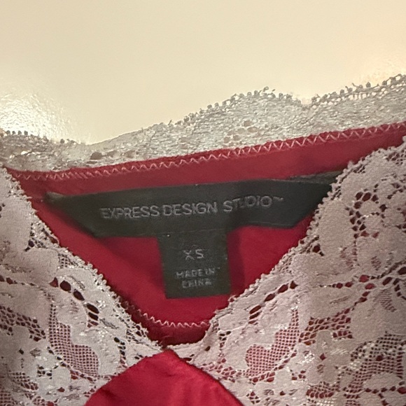 Express Red Camisole with White Lace - Picture 2 of 4